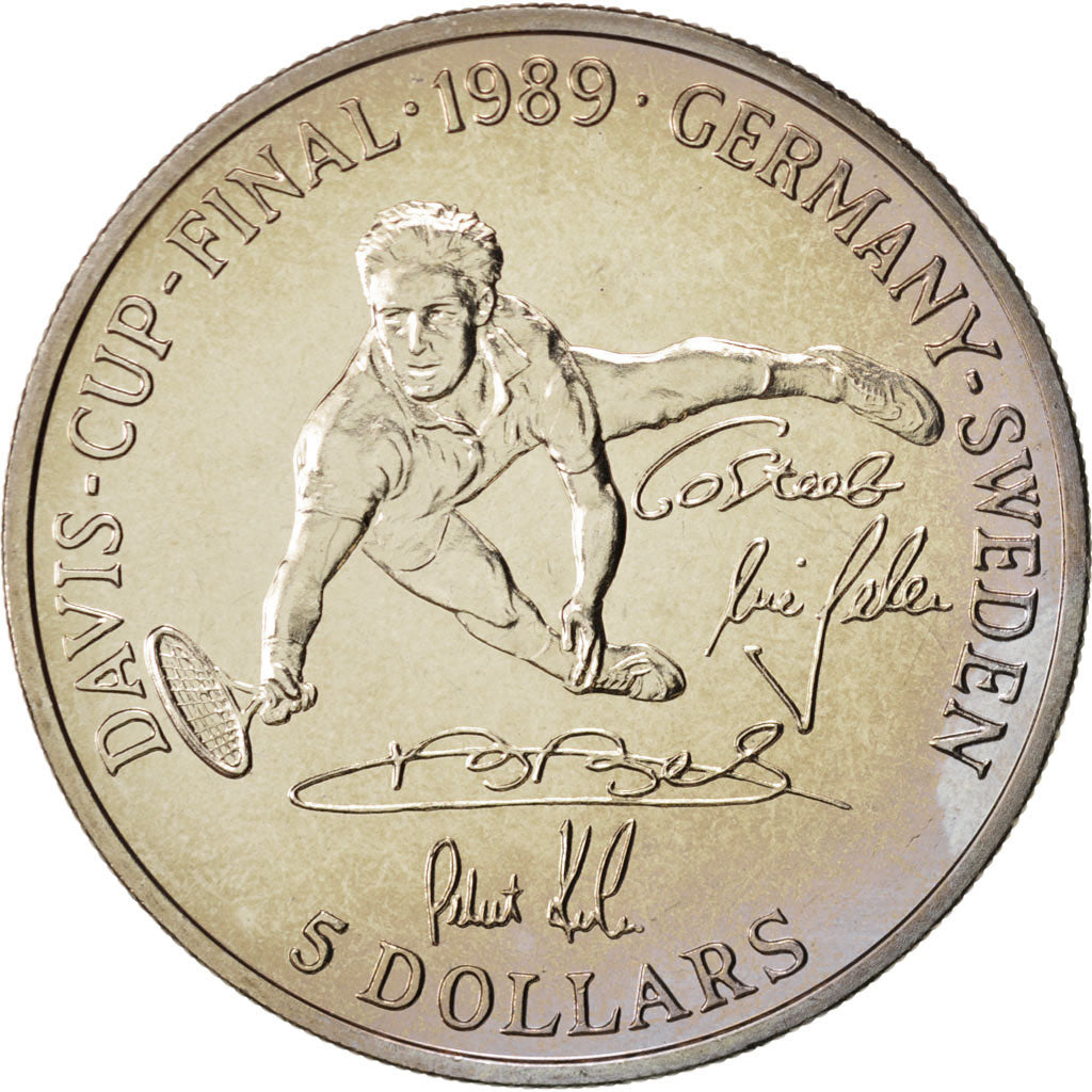 Niue, Elizabeth II, 5 Dollars, 1989, Copper-nickel, Tennis, KM:24