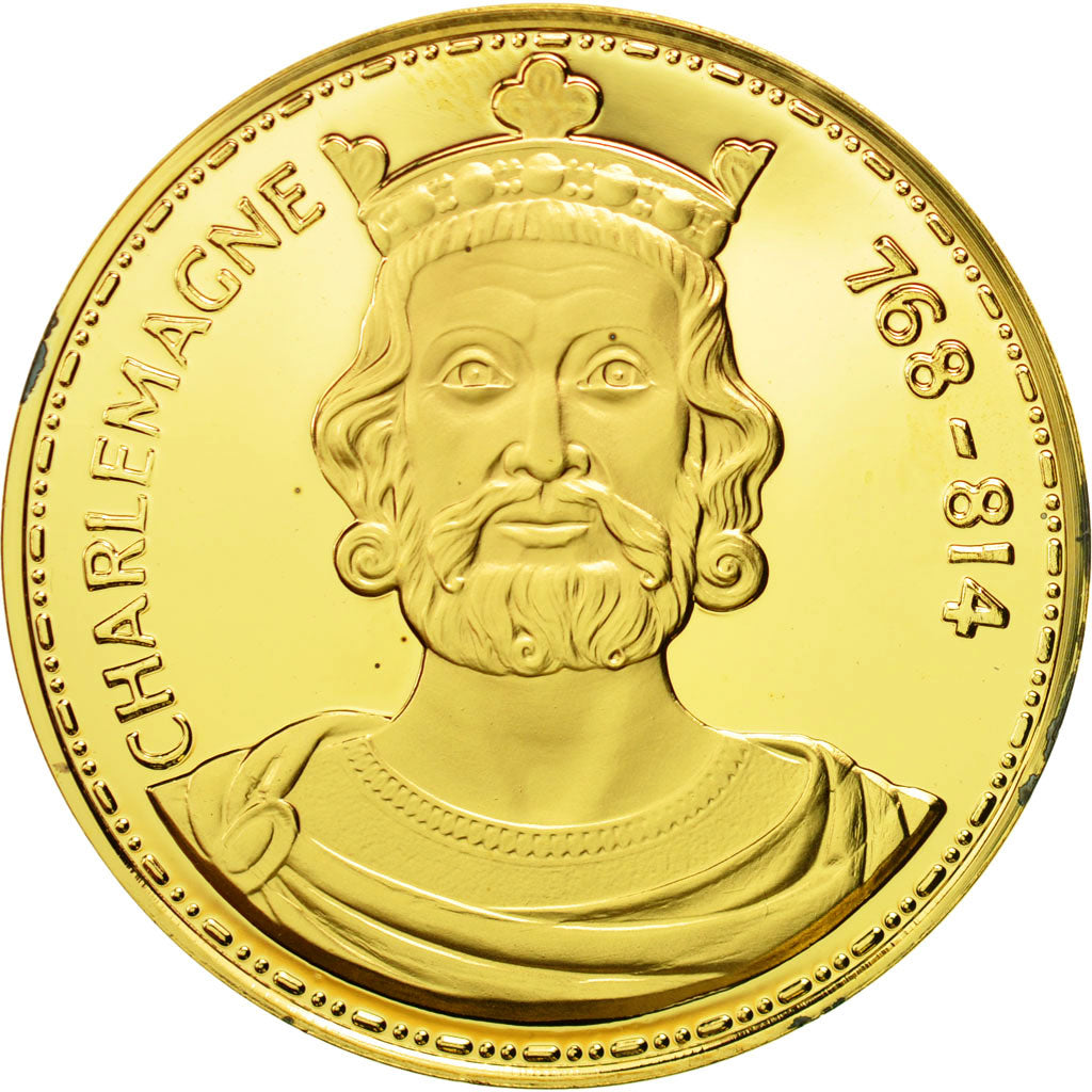 Francia, Medal, Les Rois de France, Charlemagne, History, FDC, Oro vermeil