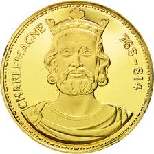 Francia, Medal, Les Rois de France, Charlemagne, History, FDC, Oro vermeil