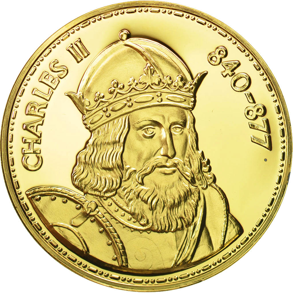 Francia, Medal, Les Rois de France, Charles II, History, FDC, Oro vermeil