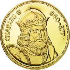 Francia, Medal, Les Rois de France, Charles II, History, FDC, Oro vermeil