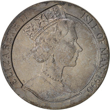 Isle of Man, Elizabeth II, Crown, 1990, Toned, Silver, KM:267a