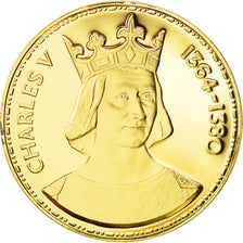 Francja, Medal, Les Rois de France, Charles V, Historia, MS(65-70), Vermeil