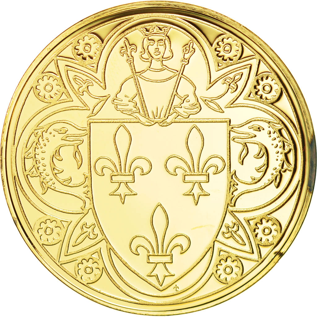 Francja, Medal, Les Rois de France, Charles V, Historia, MS(65-70), Vermeil