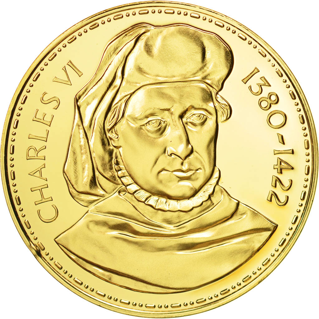 Francia, Medal, Les Rois de France, Charles VI, History, FDC, Oro vermeil