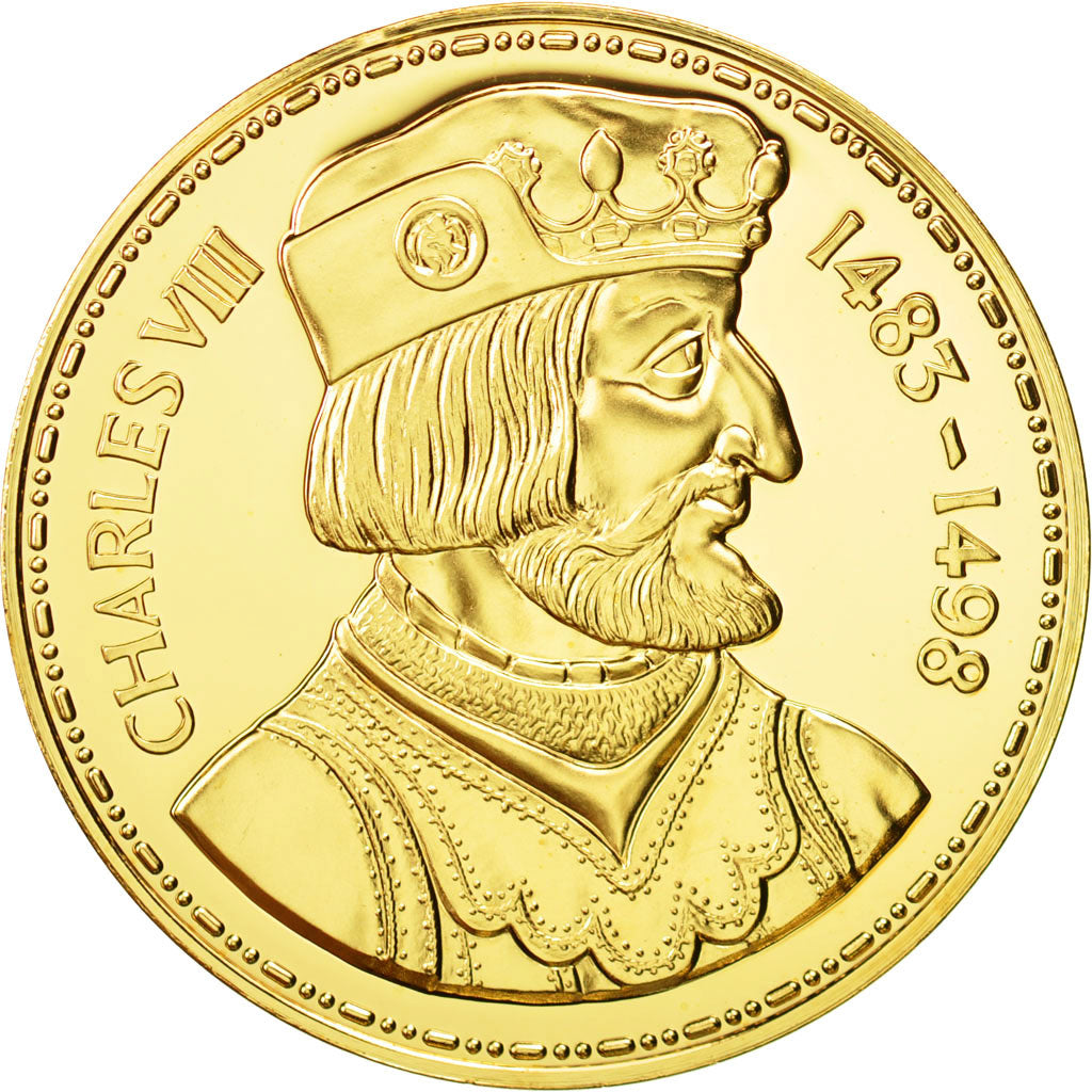 France, Medal, Les Rois de France, Charles VIII, History, MS(65-70), Vermeil