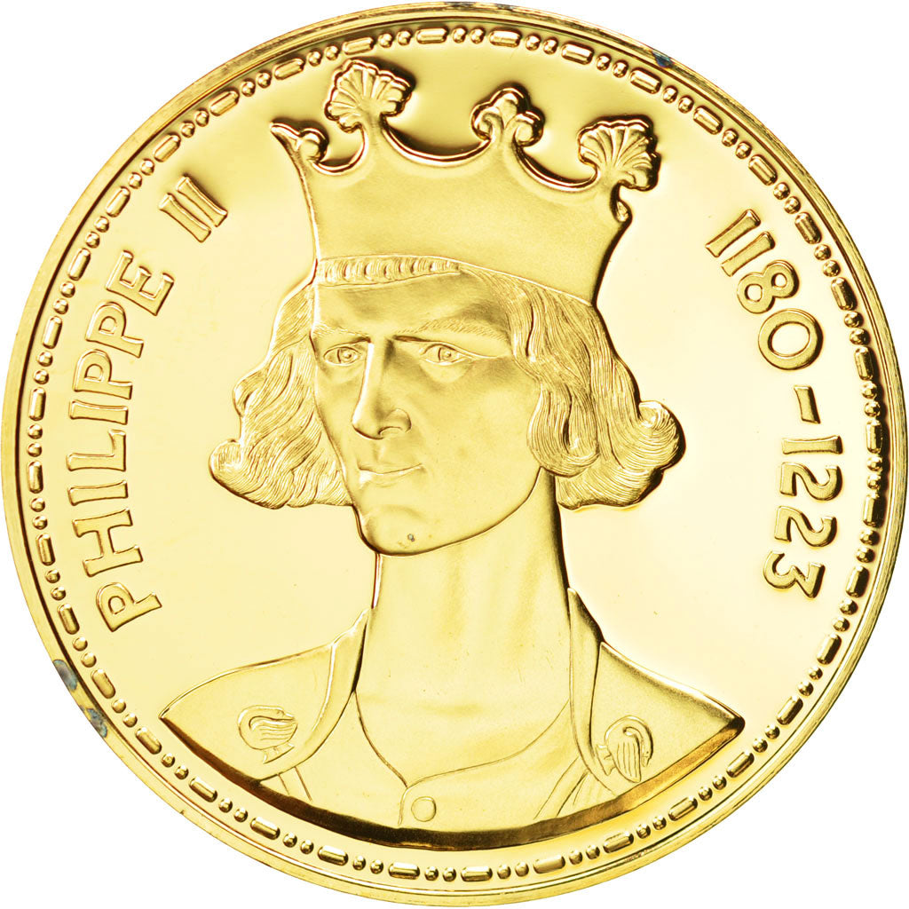Francia, Medal, Les Rois de France, Philippe II, History, FDC, Oro vermeil