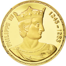 Francja, Medal, Les Rois de France, Philippe III, Historia, MS(65-70), Vermeil