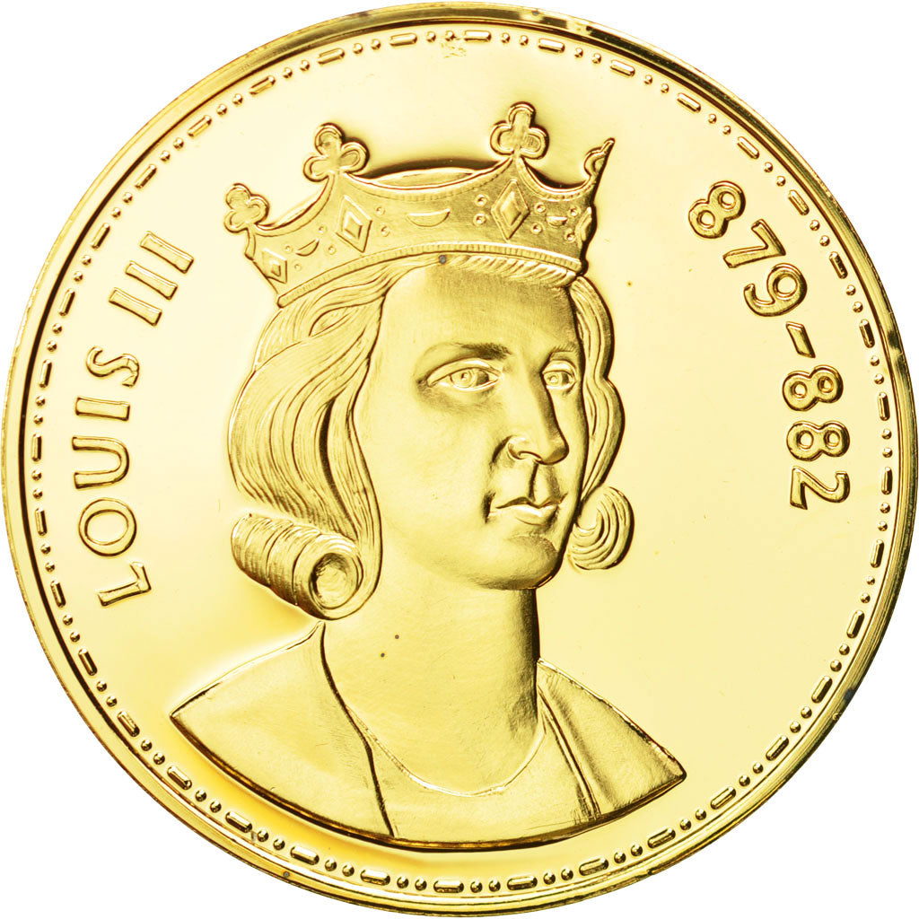 France, Medal, Les Rois de France, Louis III, History, MS(65-70), Vermeil