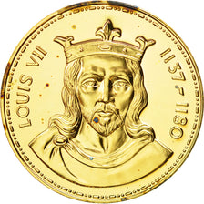 France, Medal, Les Rois de France, Louis VII, History, MS(65-70), Vermeil