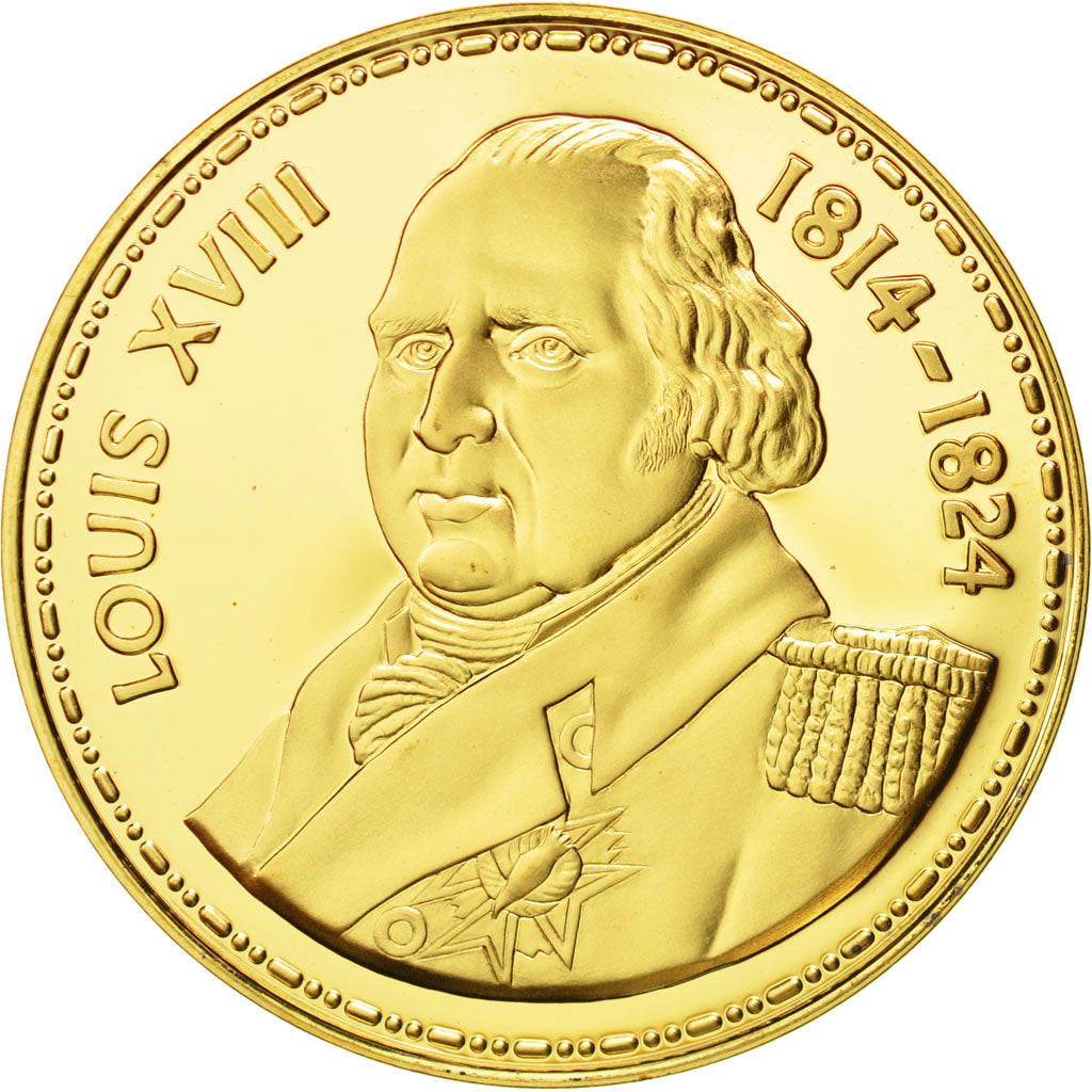France, Medal, Les rois de France, Louis XVIII, History, FDC, Vermeil