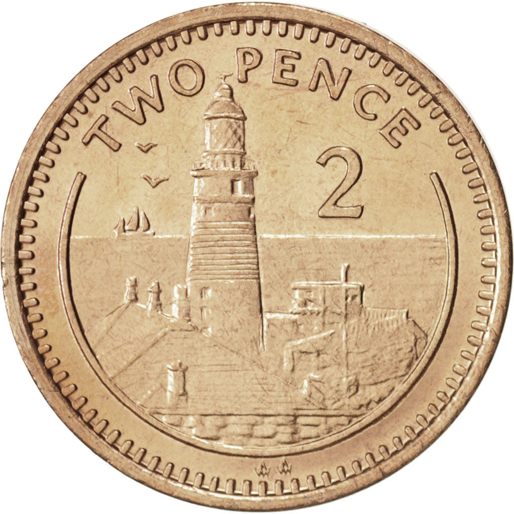 Gibraltar, Elizabeth II, 2 Pence, 1990, Bronze, KM:21