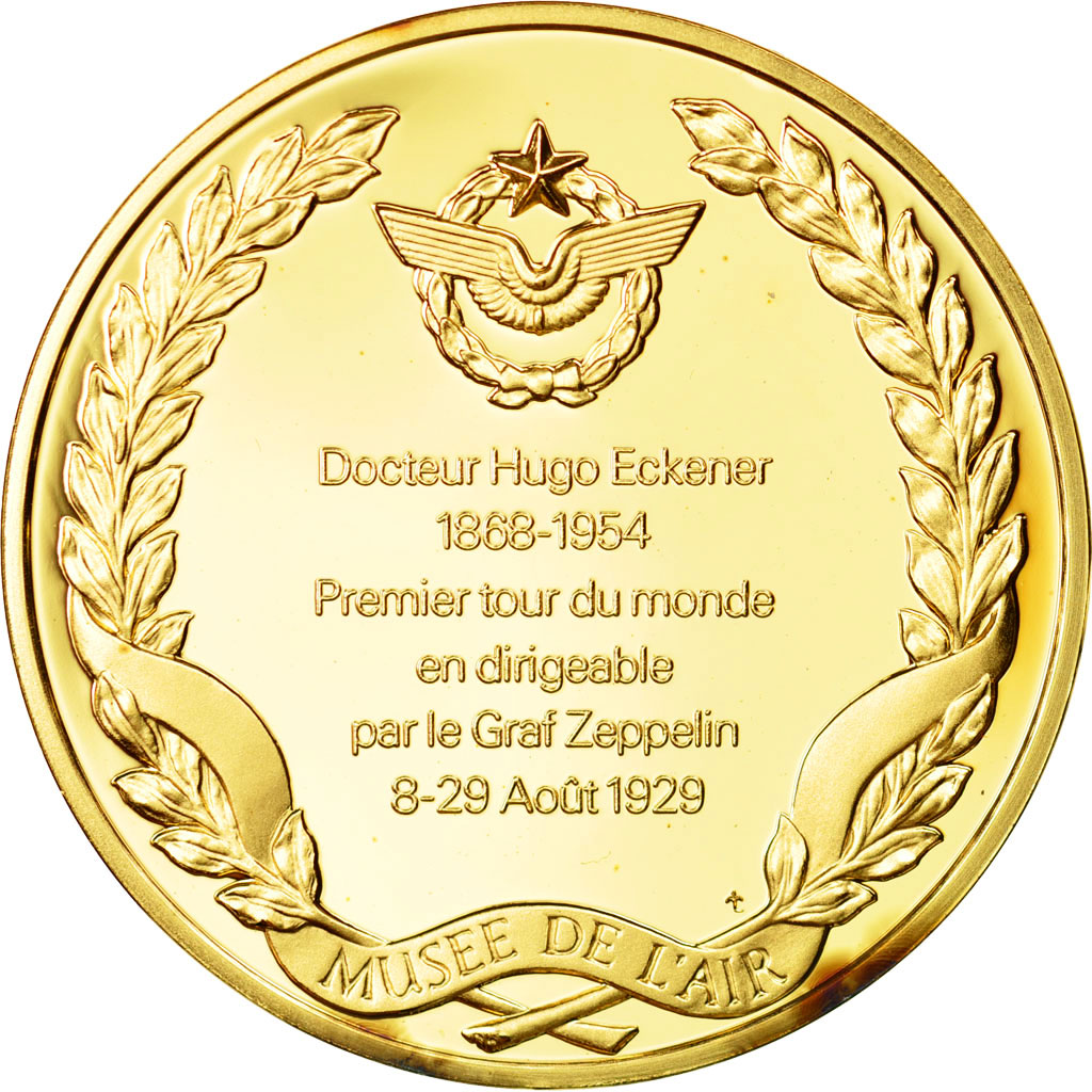 France, Medal, L'Histoire de la Conquête de l'Air, Docteur Hugo Eckener