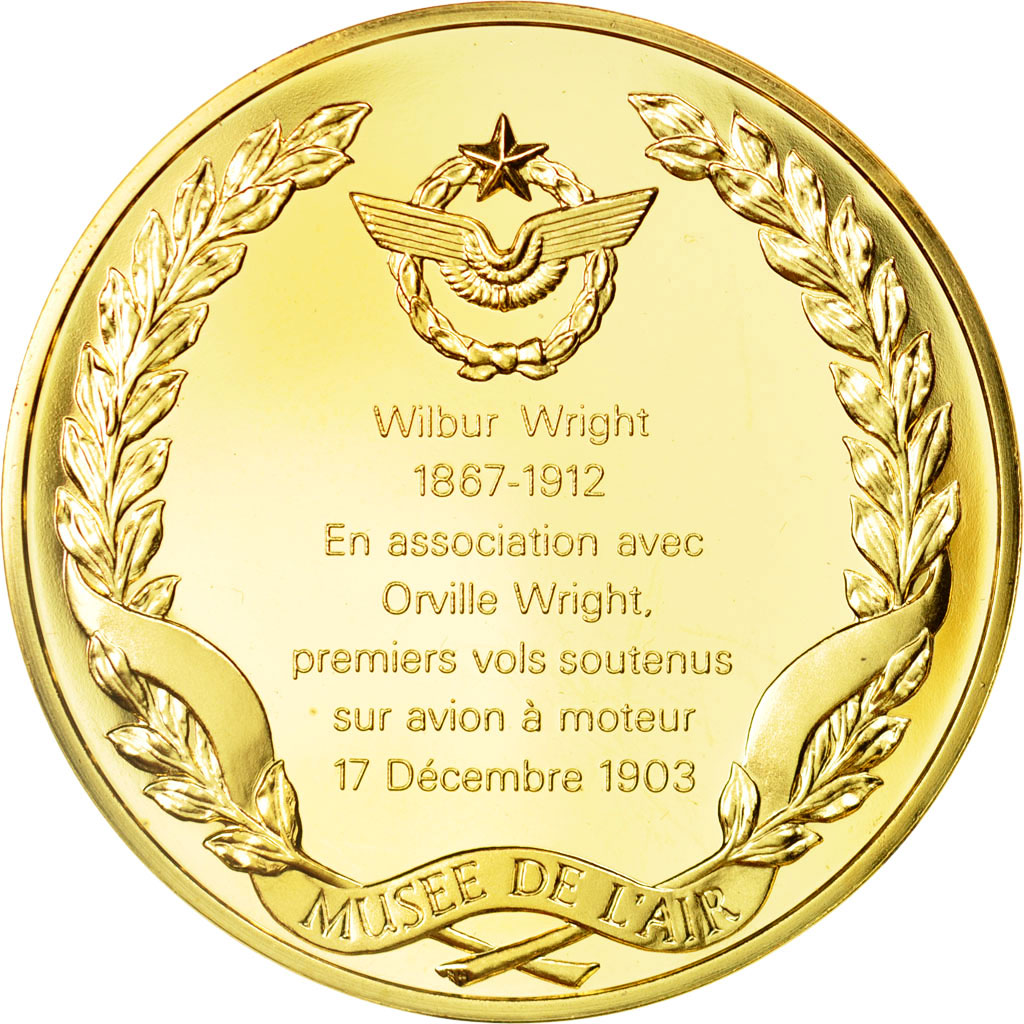 France, Medal, L'Histoire de la Conquête de l'Air, Wilbur Wright, Aviation