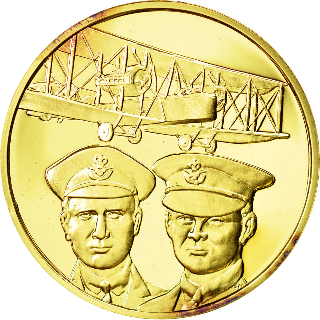 France, Medal, L'Histoire de la Conquête de l'Air, J. Alcock et A. W. Brown