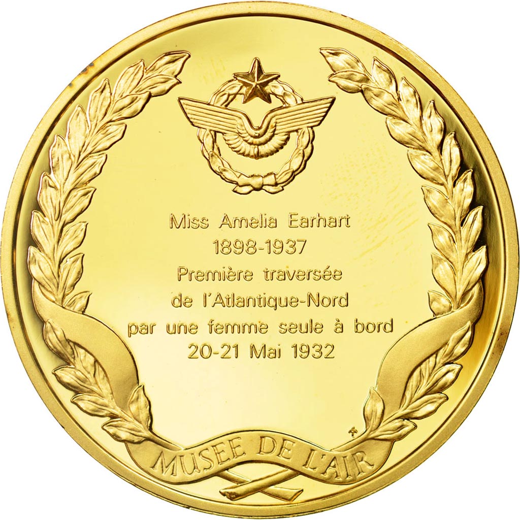 France, Medal, L'Histoire de la Conquête de l'Air, Miss Amelia Earhart