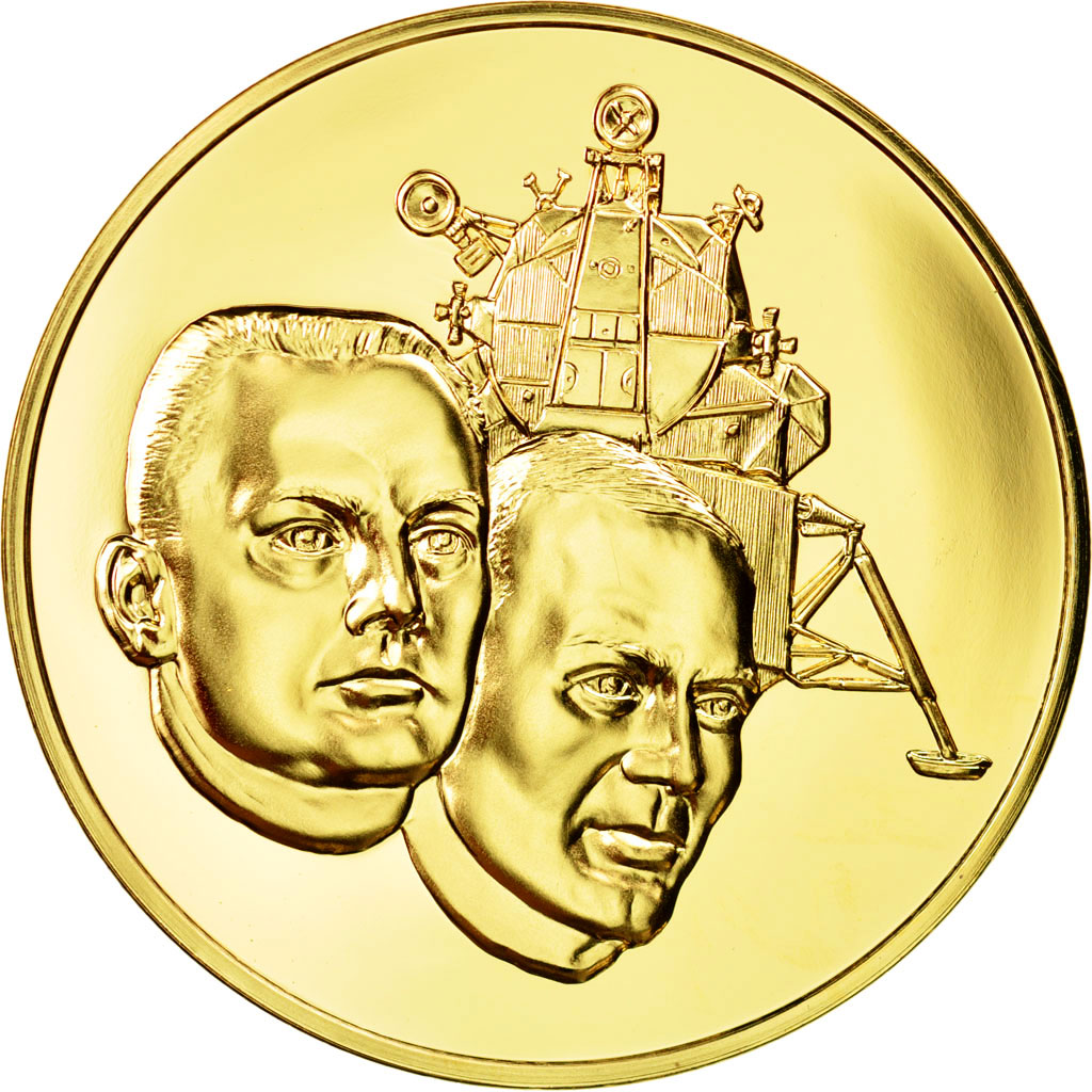 France, Medal, L'Histoire de la Conquête de l'Air, N. A. Armstrong et E. E.