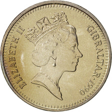 Gibilterra, Elizabeth II, 10 Pence, 1990, Rame-nichel, KM:23.1
