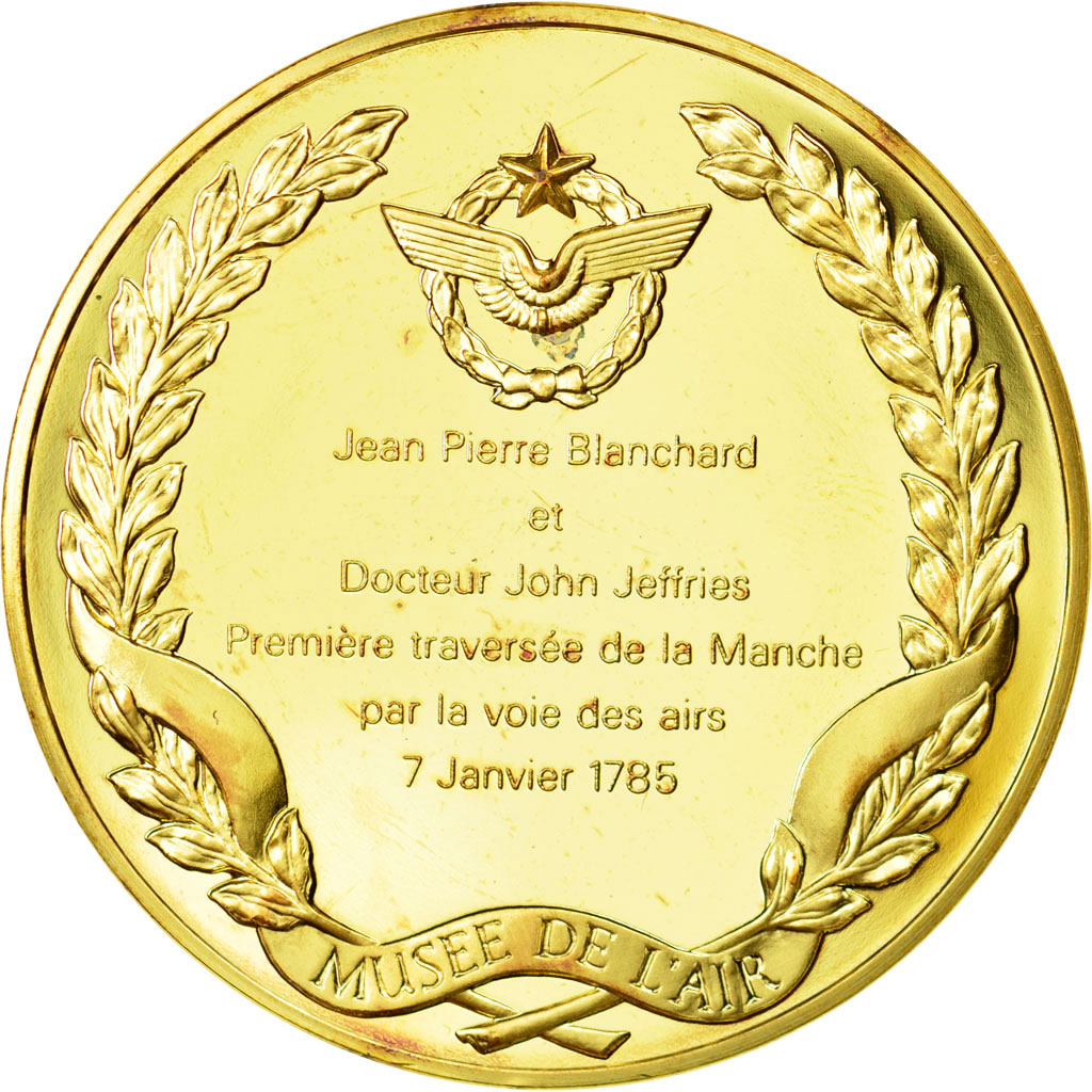 France, Medal, L'Histoire de la Conquête de l'Air, Jean Pierre Blanchard et