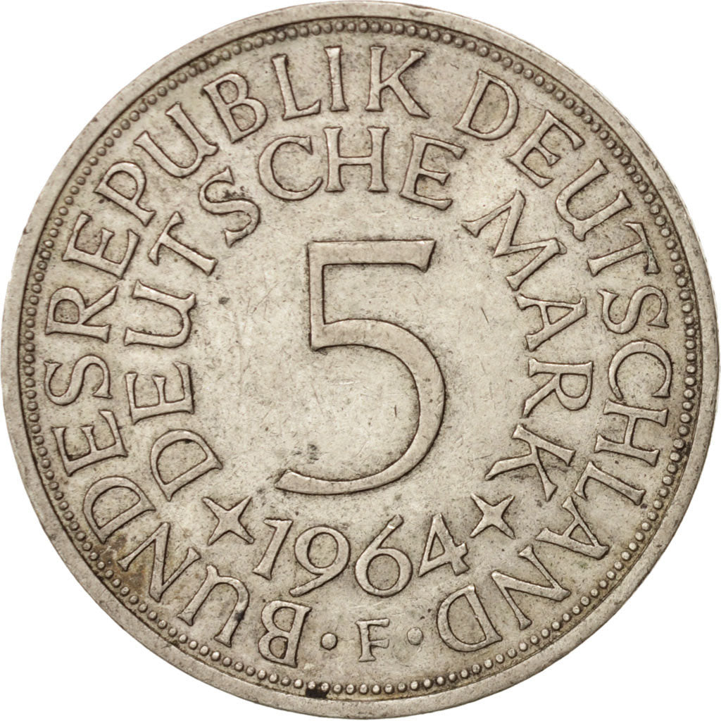 GERMANY - FEDERAL REPUBLIC, 5 Mark, 1964, Hambourg, Silver, KM:112.1