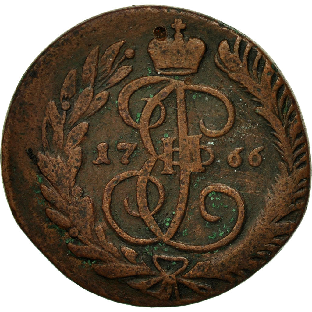 Munten, Rusland, Catherine II, 2 Kopeks, 1766, Moscow, ZG+, Koper, KM:58.5