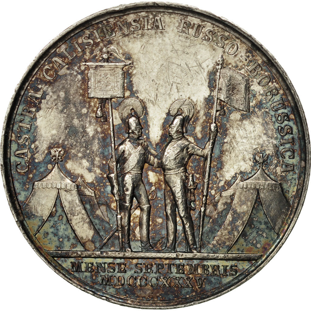 Russie, Medal, Military Review at Kalisz, Poland, 1835, TTB, Argent
