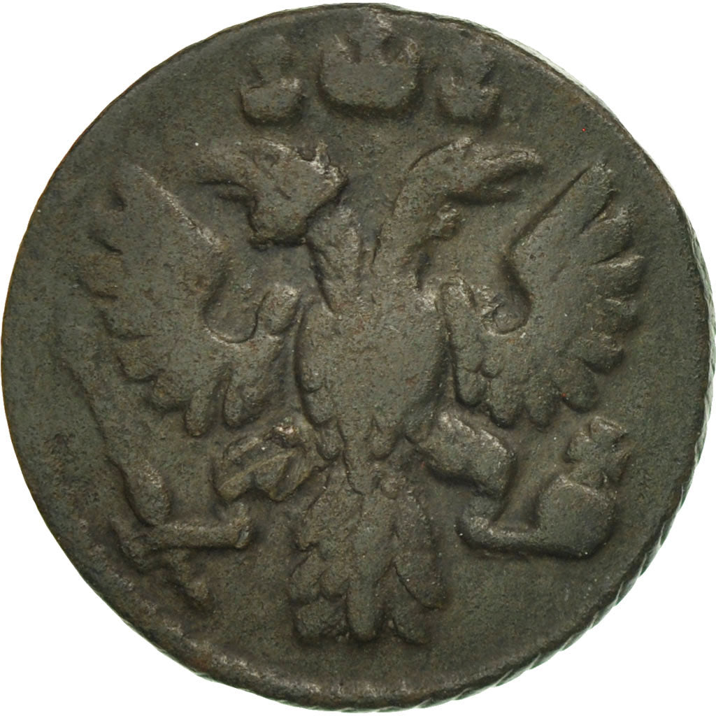 Moneta, Russia, Polushka, 1/4 Kopek, 1736, MB+, Rame, KM:187