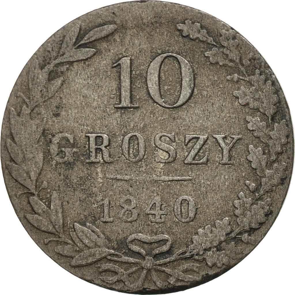 Poland, Nicholas I, 10 Groszy, 1840, Moneta Wschovensis, EF(40-45), Silver