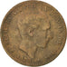 Moneta, Spagna, Alfonso XII, 10 Centimos, 1879, Barcelona, MB, Bronzo, KM:675