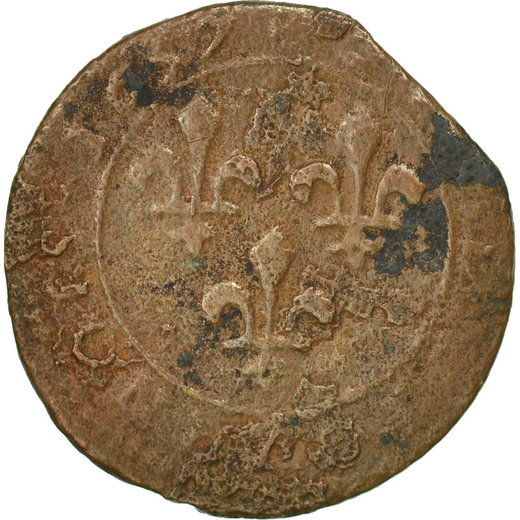 Moneta, Francja, Louis XIII, Double Tournois, 1637, F(12-15), Miedź, CGKL:512