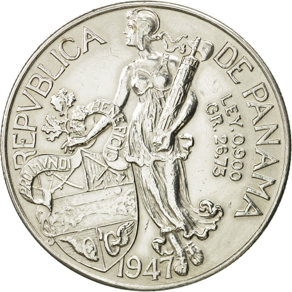 Moneda, Panamá, Balboa, 1947, SC, Plata, KM:13