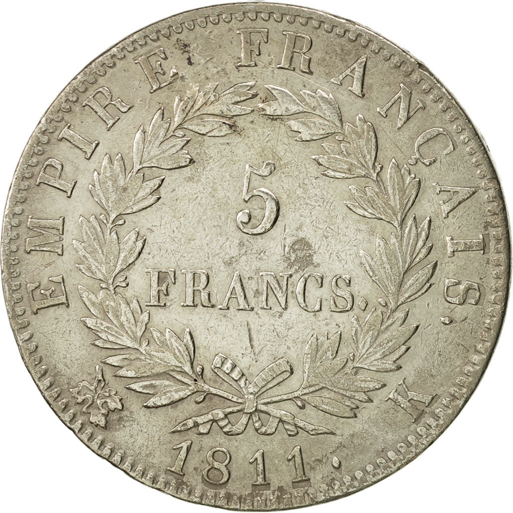 Monnaie, France, Napoléon I, 5 Francs, 1811, Bordeaux, TTB, Argent, KM:694.8