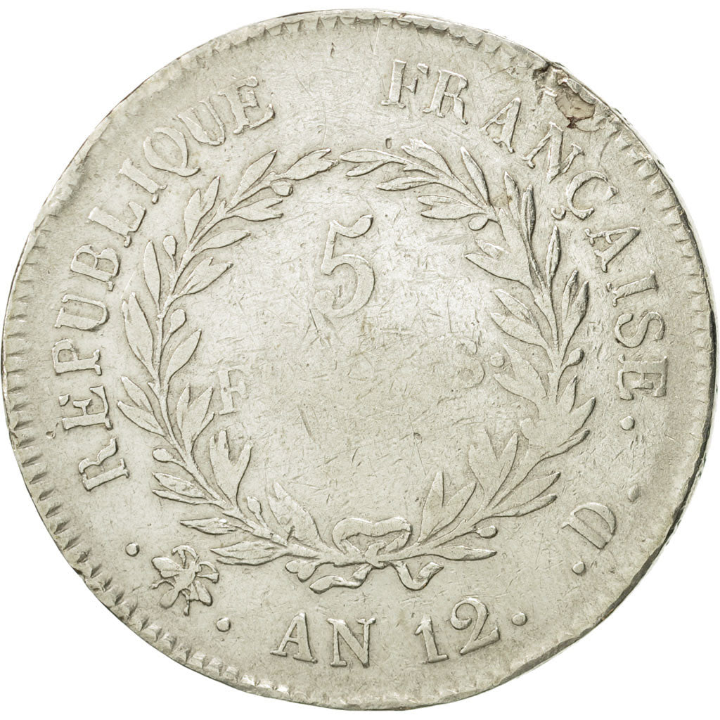 France, Napoléon Bonaparte, 5 Francs, 1804, Lyon, Silver, VF(20-25)
