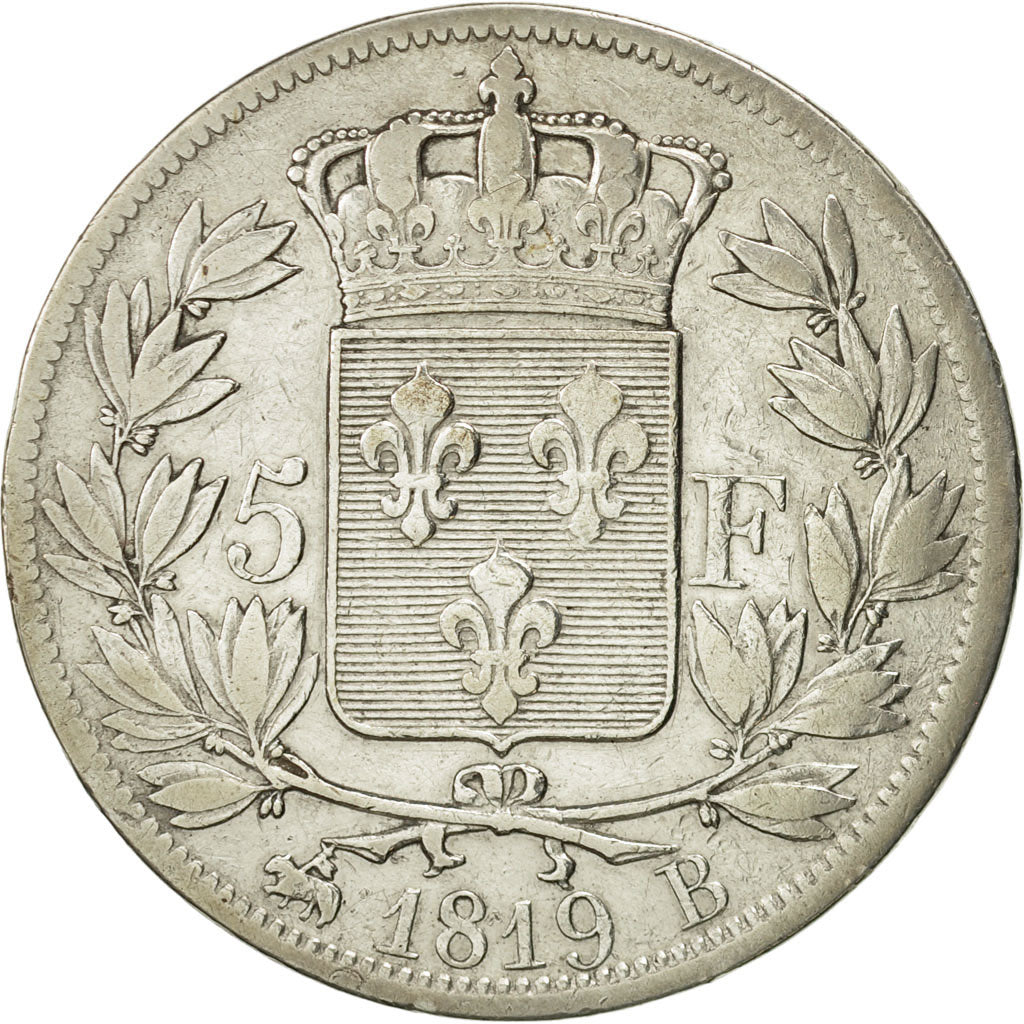 Monnaie, France, Louis XVIII, Louis XVIII, 5 Francs, 1819, Rouen, TB, Argent