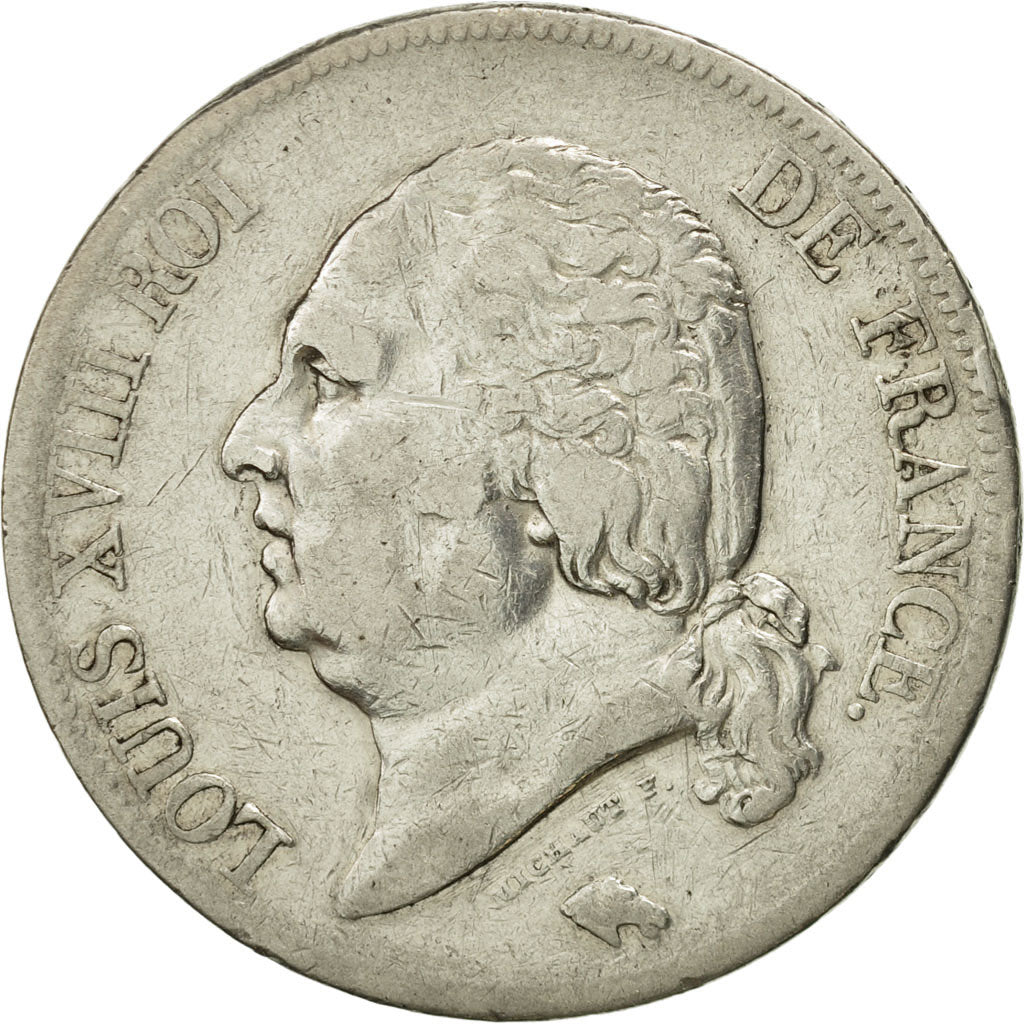 France, Louis XVIII, 5 Francs, 1821, Paris, VF(20-25), Silver