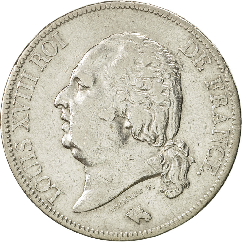 France, Louis XVIII, 5 Francs, 1822, Paris, VF(30-35), Silver