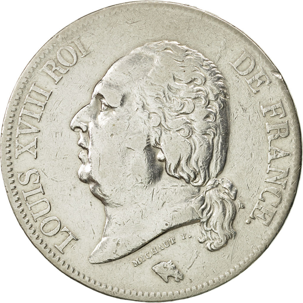France, Louis XVIII, 5 Francs, 1823, Paris, VF(30-35), Silver