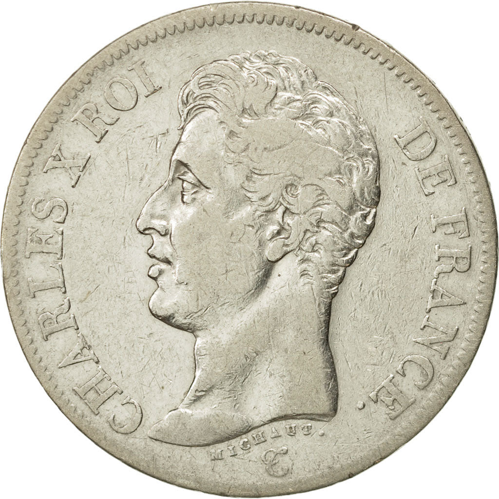 Coin, France, Charles X, 5 Francs, 1825, Paris, VF(30-35), Silver, KM:720.1