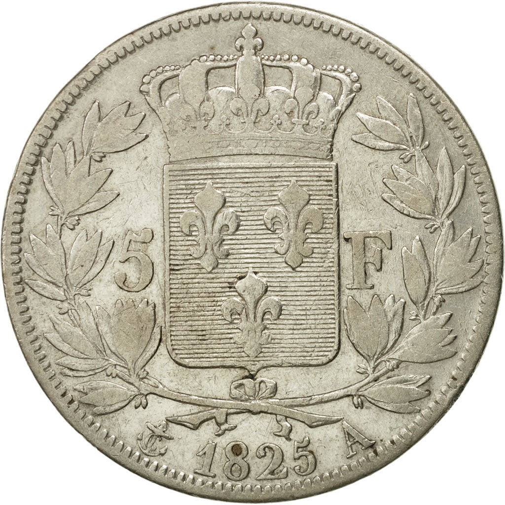 Coin, France, Charles X, 5 Francs, 1825, Paris, VF(30-35), Silver, KM:720.1