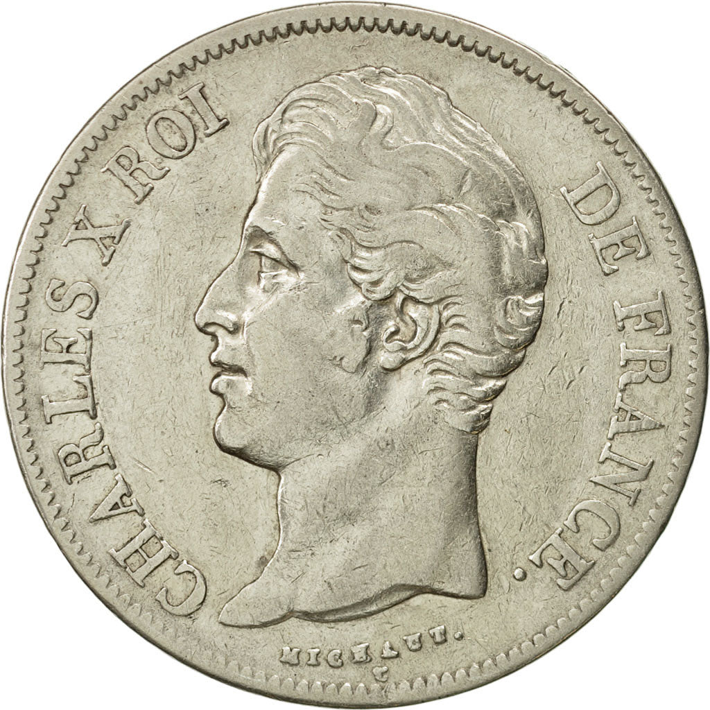 Coin, France, Charles X, 5 Francs, 1828, Paris, VF(30-35), Silver, KM:728.1