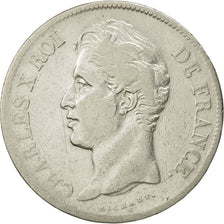 Moneda, Francia, Charles X, 5 Francs, 1828, Toulouse, BC+, Plata, KM:728.9