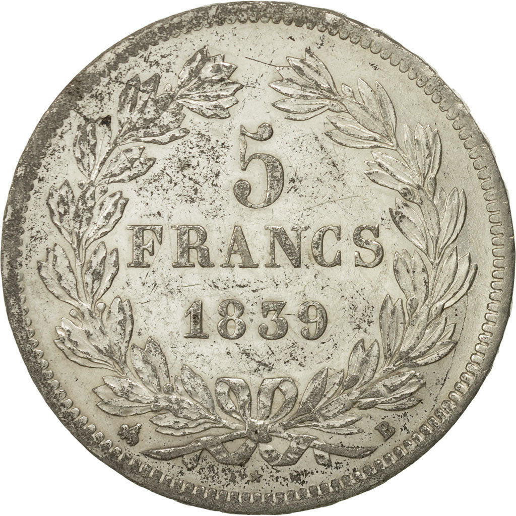 Coin, France, Louis-Philippe, 5 Francs, 1839, Rouen, AU(50-53), Silver