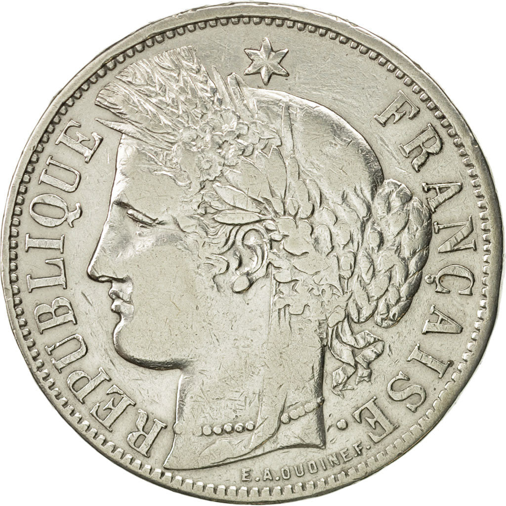 Moneta, Francia, Cérès, 5 Francs, 1870, Bordeaux, MB+, Argento, KM:818.3