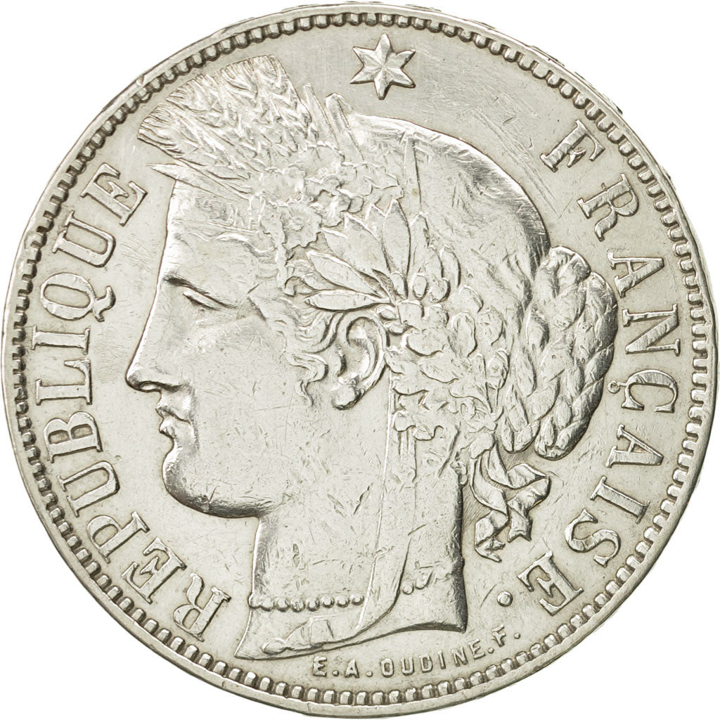 France, Cérès, 5 Francs, 1871, Bordeaux, EF(40-45), Silver, KM:818.2