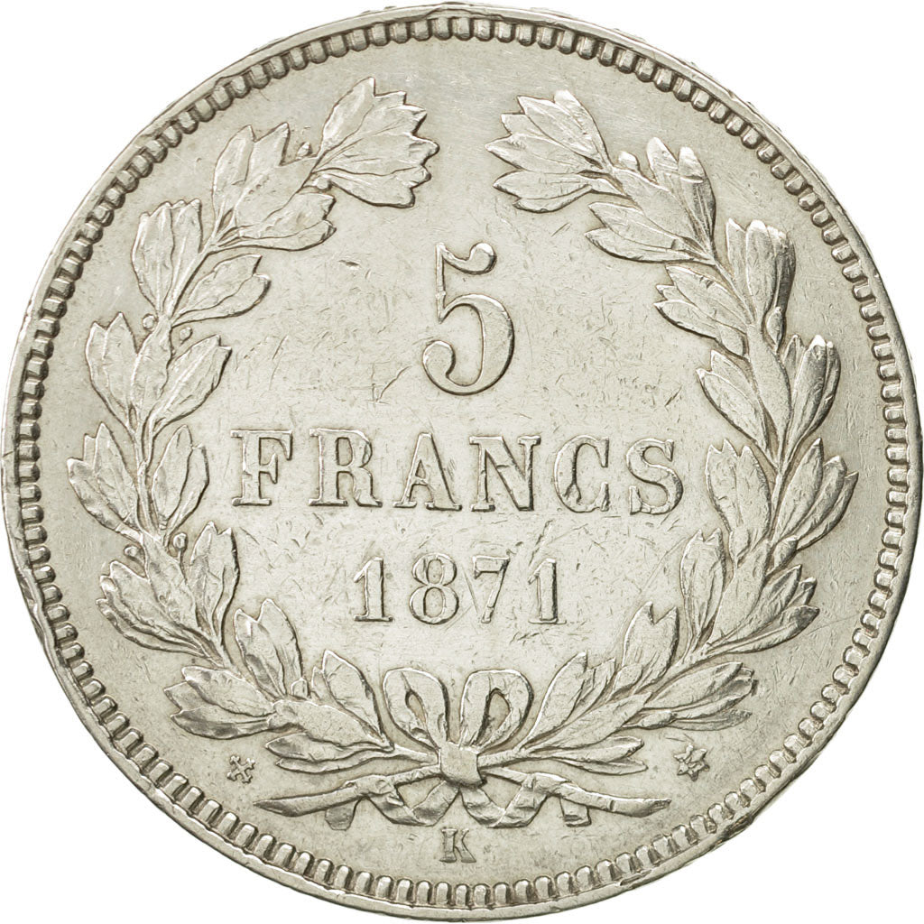 France, Cérès, 5 Francs, 1871, Bordeaux, EF(40-45), Silver, KM:818.2