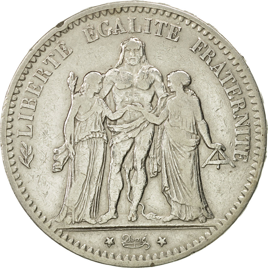 Coin, France, Hercule, 5 Francs, 1878, Bordeaux, VF(30-35), Silver, KM:820.2
