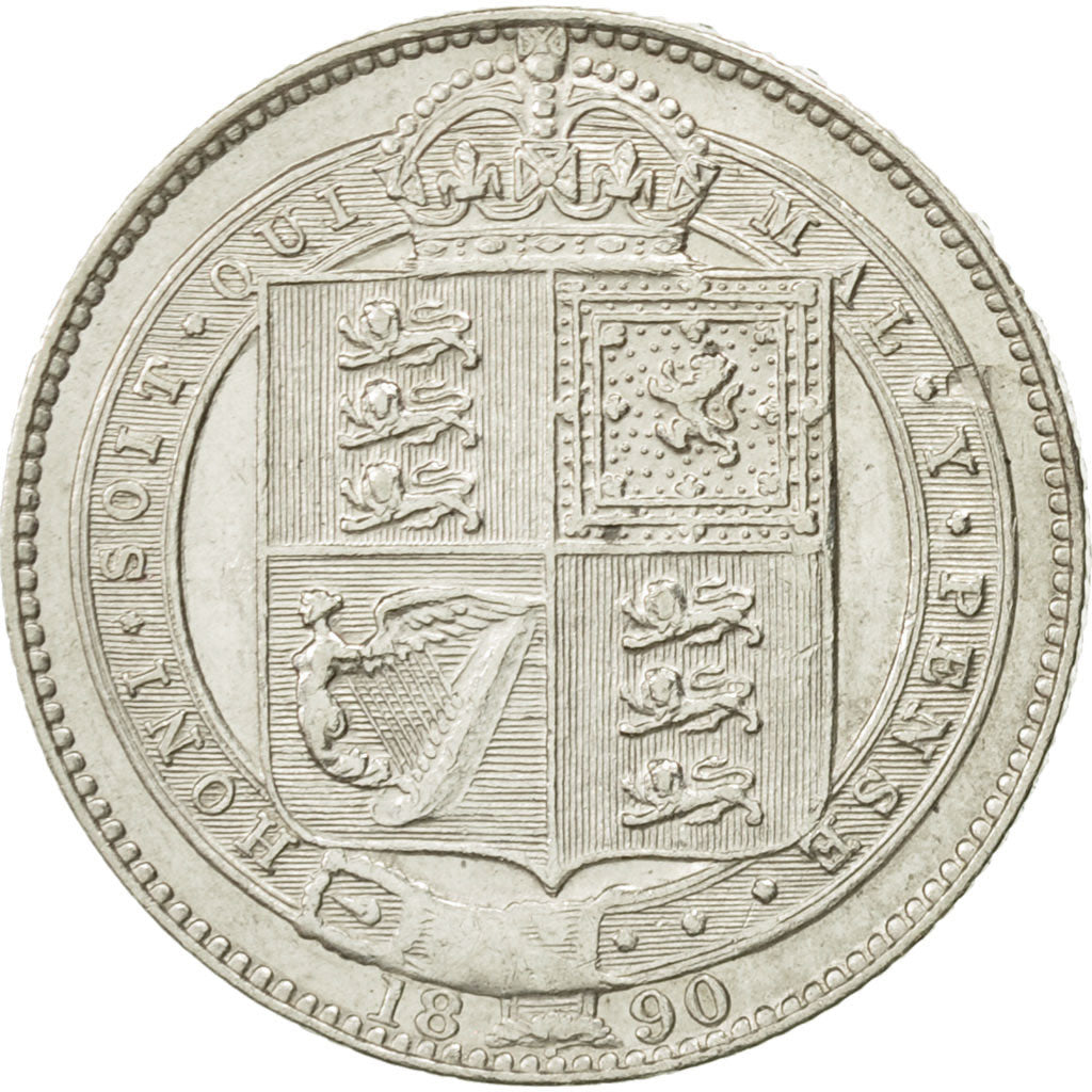Great Britain, Victoria, Shilling, 1890, MS(60-62), Silver, KM:774