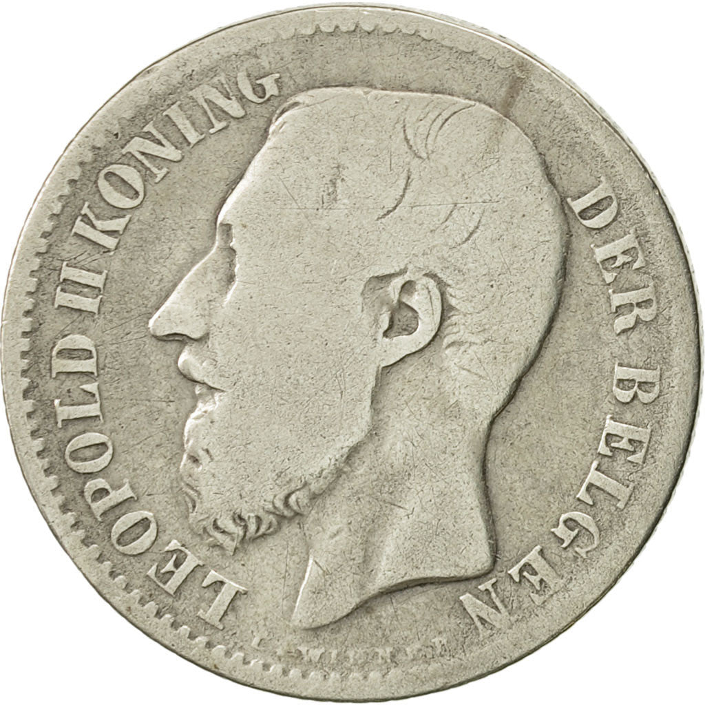 Belgium, Leopold II, Franc, 1886, VG(8-10), Silver, KM:29.1