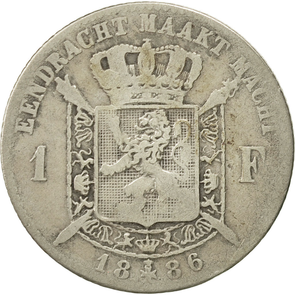 Belgium, Leopold II, Franc, 1886, VG(8-10), Silver, KM:29.1