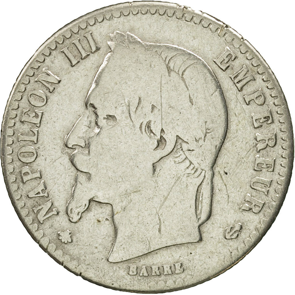 France, Napoleon III, 50 Centimes, 1867, Paris, F(12-15), Silver